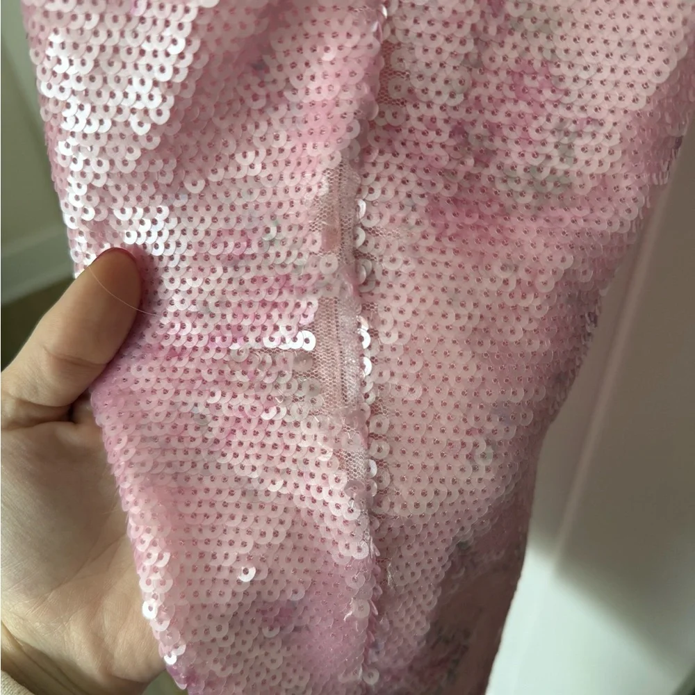 LoveShackFancy Pink Sequin Strapless Dress - Picture 5 of 7